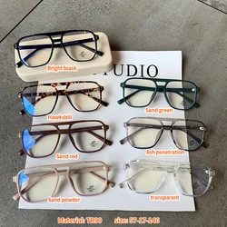 10-1PCS Square Double Bridges TR90 Women Glasses Frame Clear Anti-Blu-Ray Eyewear Retro Men Optical Frame Computer Goggles