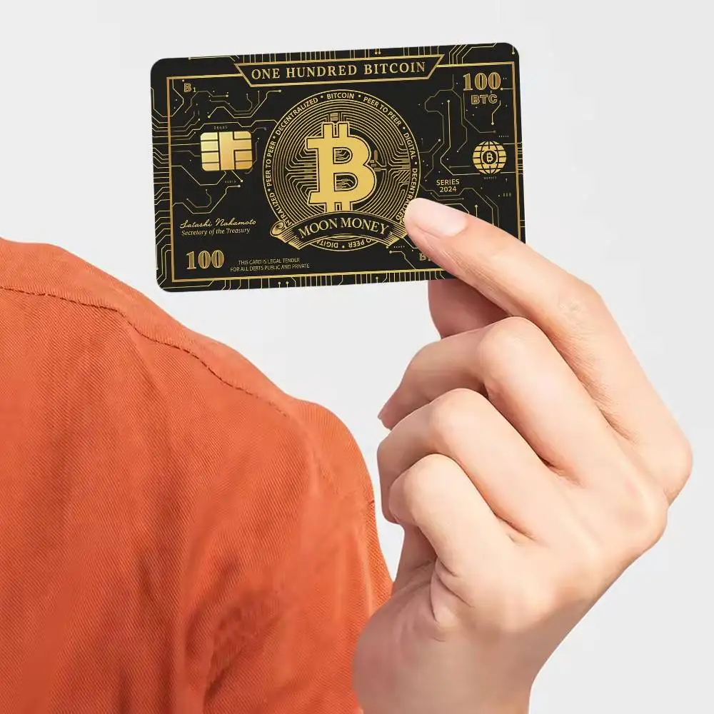 Black Gold Bitcoin Film Skin Cover Credit Card Stickers 4PCS Debit Front Decoration Bank Bus Pass Waterproof view 4