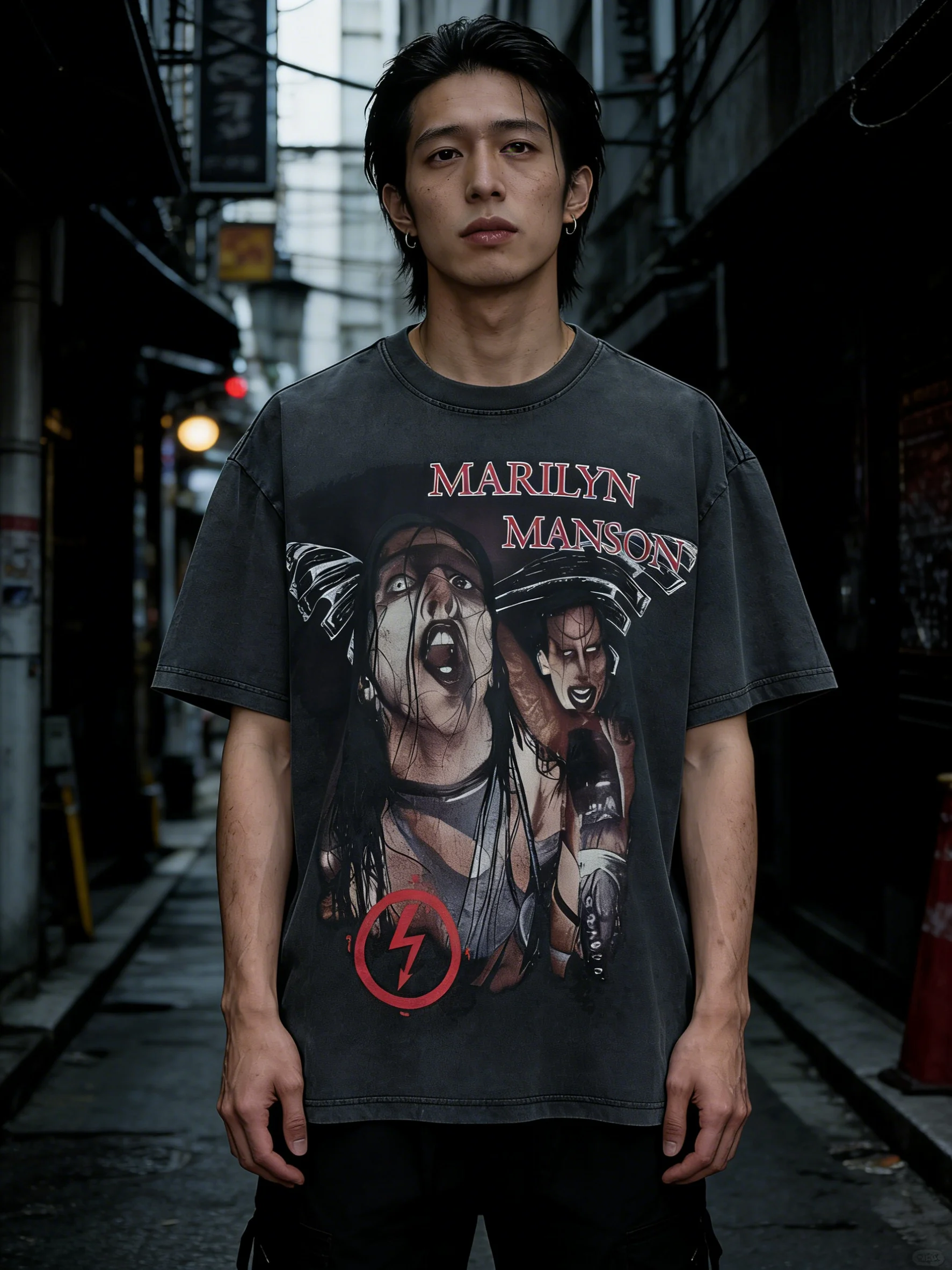 

Футболка Roer Manson Straight Spray American High Street Waed Vintage Loose VTG с коротким рукавом, хлопковая, в стиле Ins