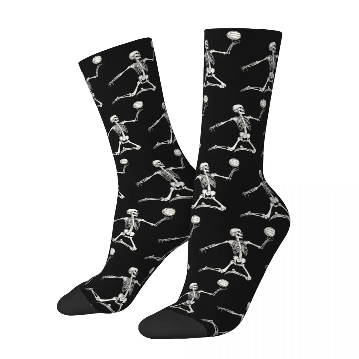 Skeleton Playing Volleyball Socks Harajuku Super Soft Stockings All Season Long Socks Accessories for Unisex Birthday Present