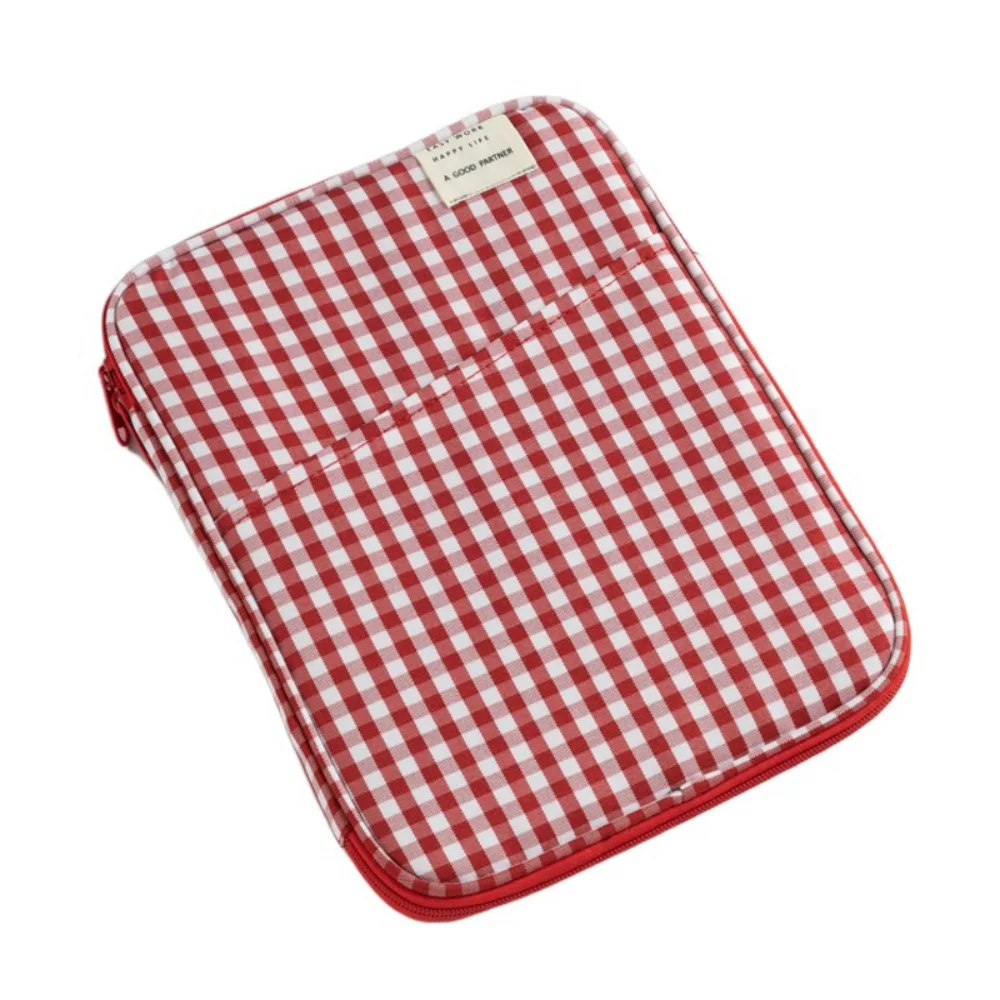 Tablet Pouch Ins Grid Laptop Bag 11 Inch Shockproof Tablet Sleeve Bag Sweet Cute Girl Computer Bag File Package