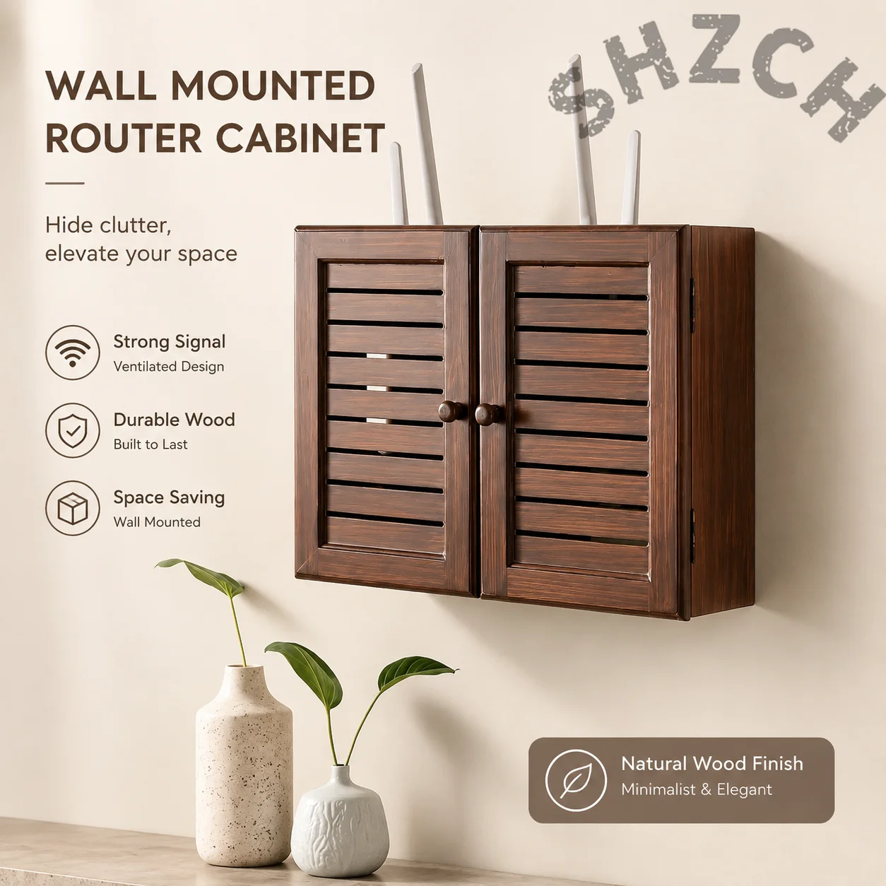 Wall-Mounted WiFi Router Enclosure with Cable Management, Large Capacity Modem Box for Home Office Use