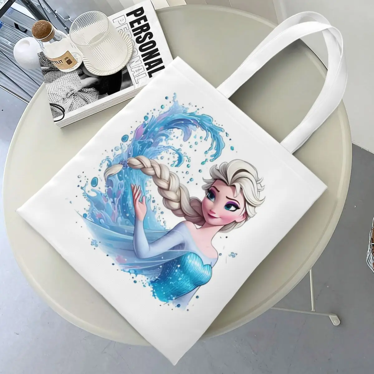 Frozen Elsa Princess Cartoon Tote Bags Women Handbag Canvas Student Queen Shoulder Bag Printed Shopping Bag