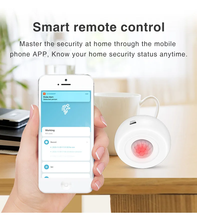 WiFi PIR Smart Motion Sensor Infrared Movement Detector Security Burglar Alarm Sensor Voice Control Work With Alexa Google