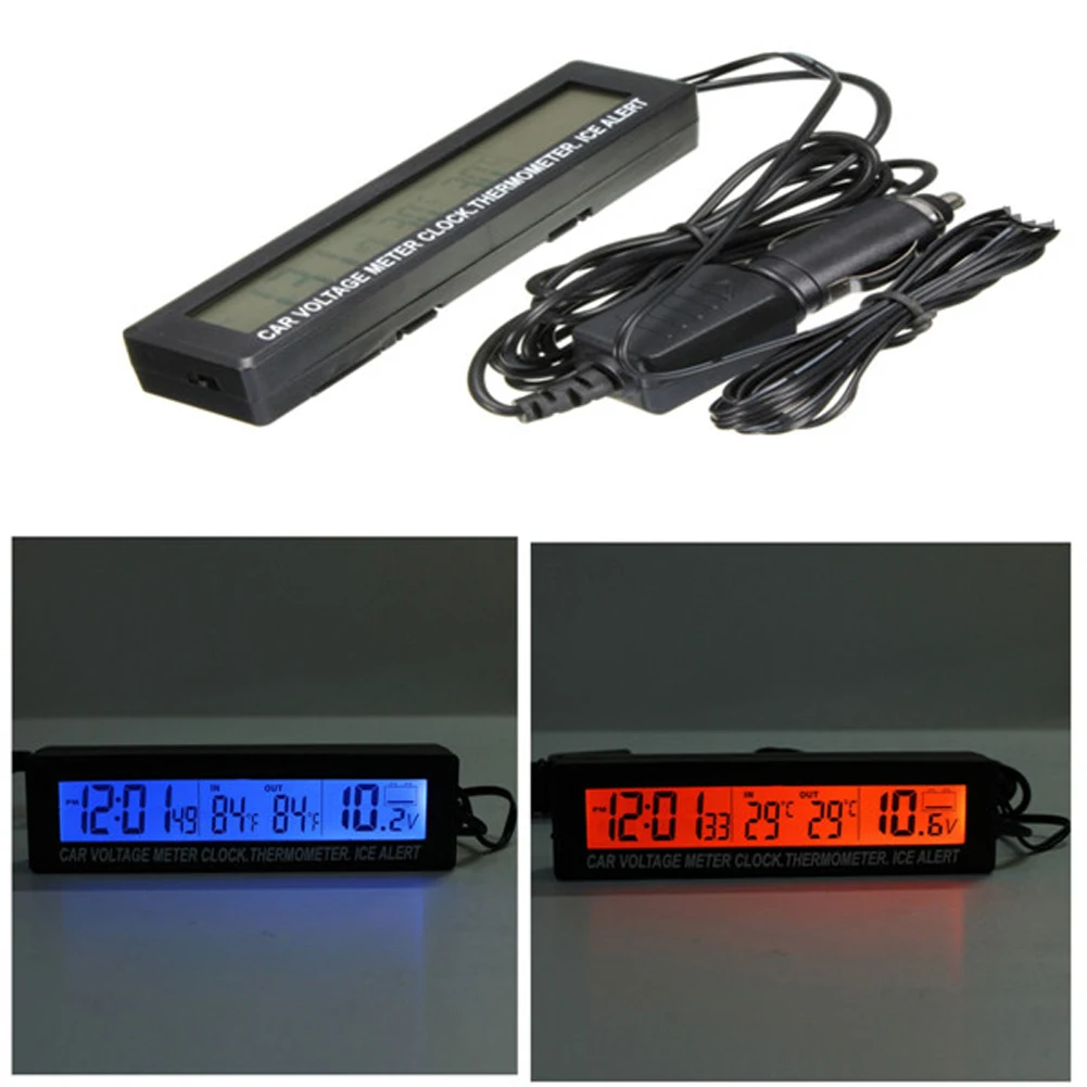 

Car High-precision Digital Clock with Thermometer Battery Voltage Monitor Meter ED Backlight Electronic Clocks