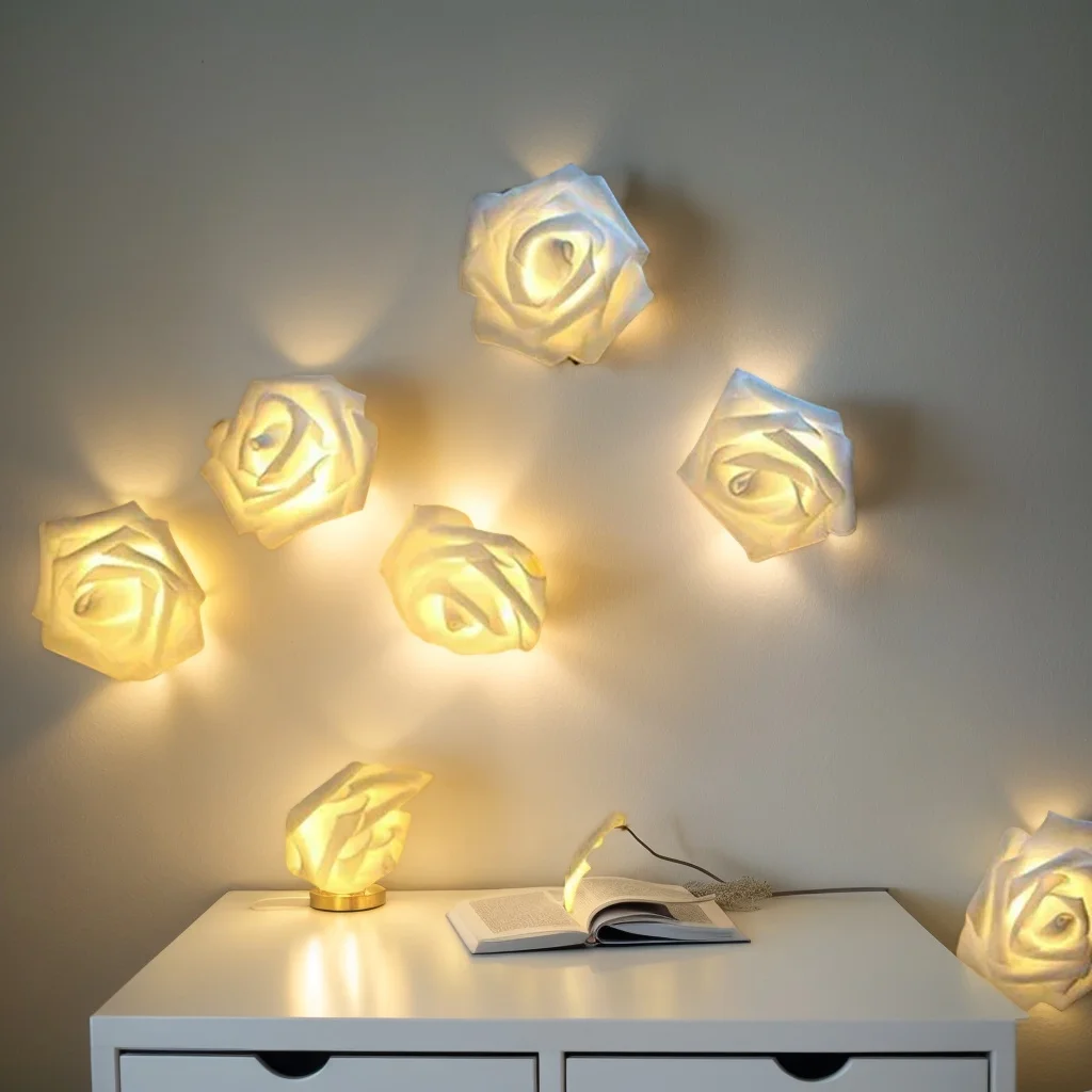 ​​White Rose Lantern Festival Decoration - 10LED String Lights for Valentine Wedding & Birthday Events​​