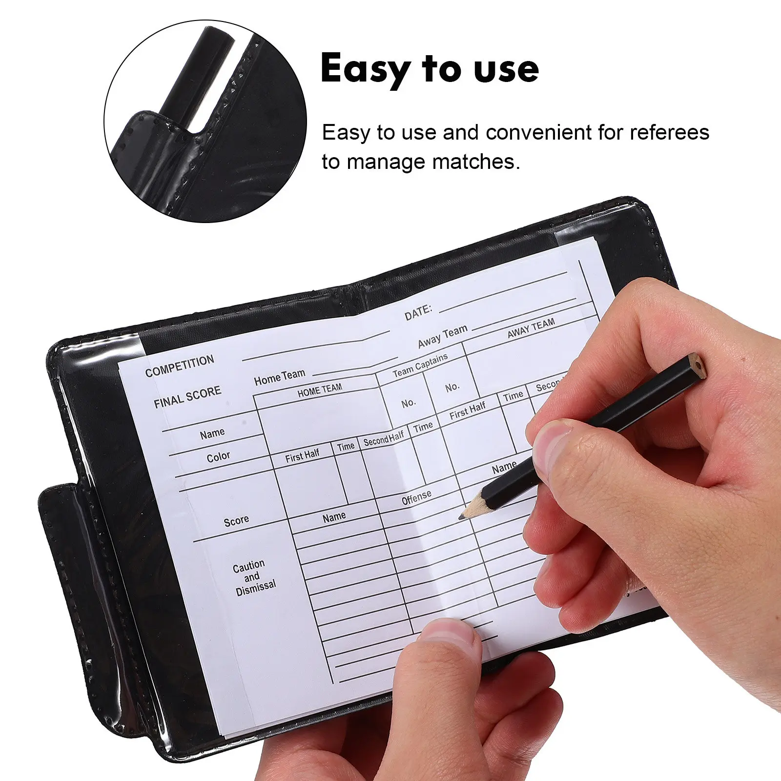 1Set Competition Referee Kit Includes Red Yellow Cards Whistle Score Sheet Referee Book Pencil Portable Wallet for Soccer