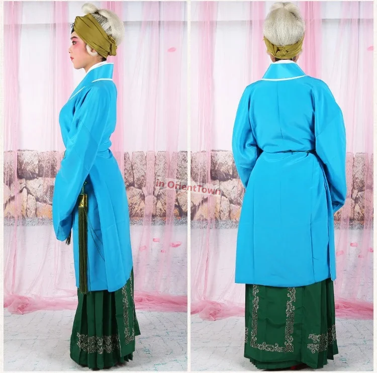 Ópera de Pekín hombre mayor pobre mujer abrigo + falda Ministerio consejero Lao Dan bata vestido ópera china disfraces tradicionales de propietario