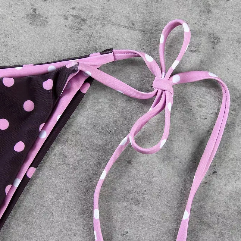 Sexy Micro Bikini 2026 Women Polka Dot Bikinis Three-piece Set Push Up Brazilian Swimsuit Split Bathing Suit Lace Up Swimwear view 4