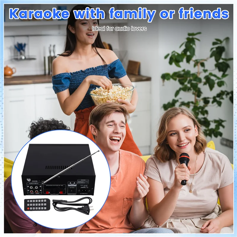 

B03B-AK55 Audio Amplifier 2.0 Channel HIFI Digital Bluetooth Amplifier USB Digital Amplifier US PLUG
