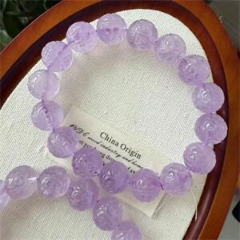 

13.5MM Natural Lavender Amethyst Bead Bracelet Women Fashion Reiki Healing Energy Gemstone Wrist Jewelry Holiday Gift 1PCS