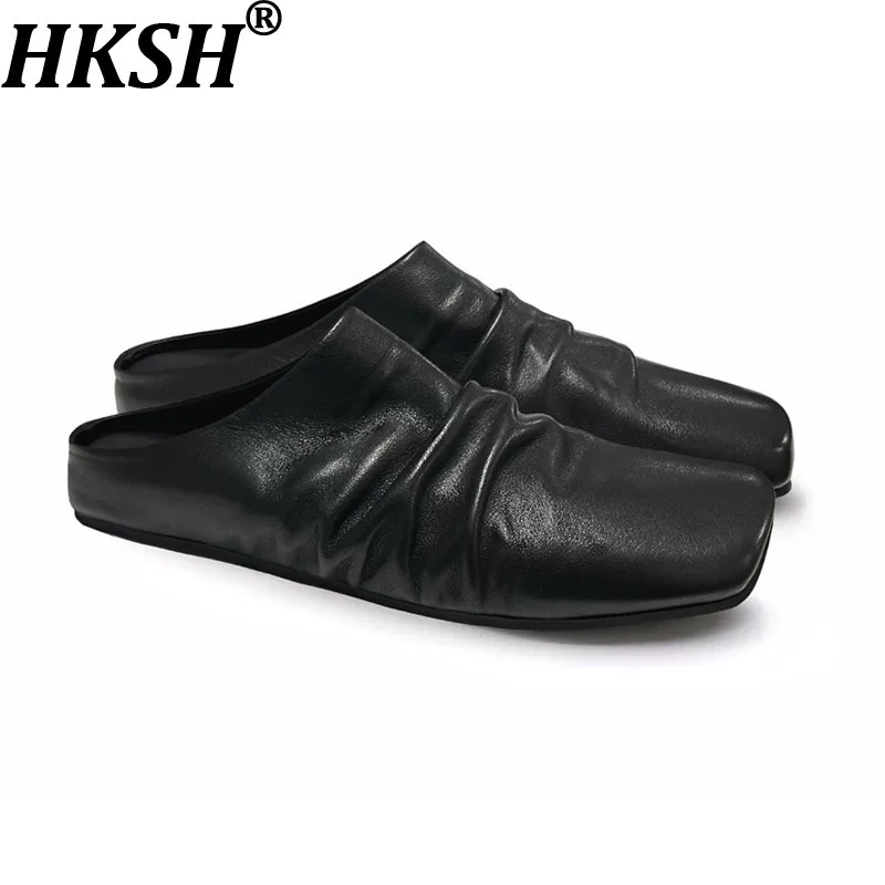 

HKSH Spring Autumn Men's Dark Shoes Outdoor Thick-Soled Flat Height-Increasing Non-Slip Breathable Closed-Toe Trend Punk HK10301
