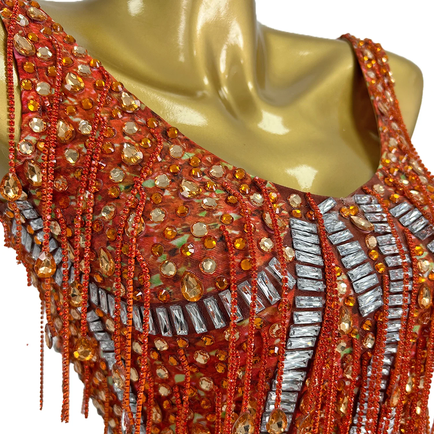 Sparkly Crystals Tassel Top Short Skirt 2Pieces Women Sexy Elastic Nightclub Celebrate Prom Birthday Dress Photoshoot Wear Caodi