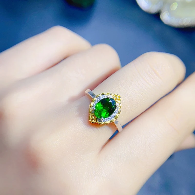 Natural Diopside jewelry sets for women rings earrings pendant silver 925  luxury gem stones 18k gold plated free shiping items