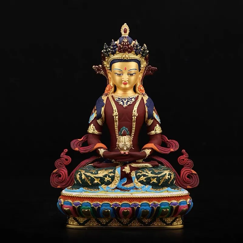high grade Upscale Tibet Thailand COLOR painted Amitayus longevity Tathagata COPPER Buddha statue Efficacious safety Buddha