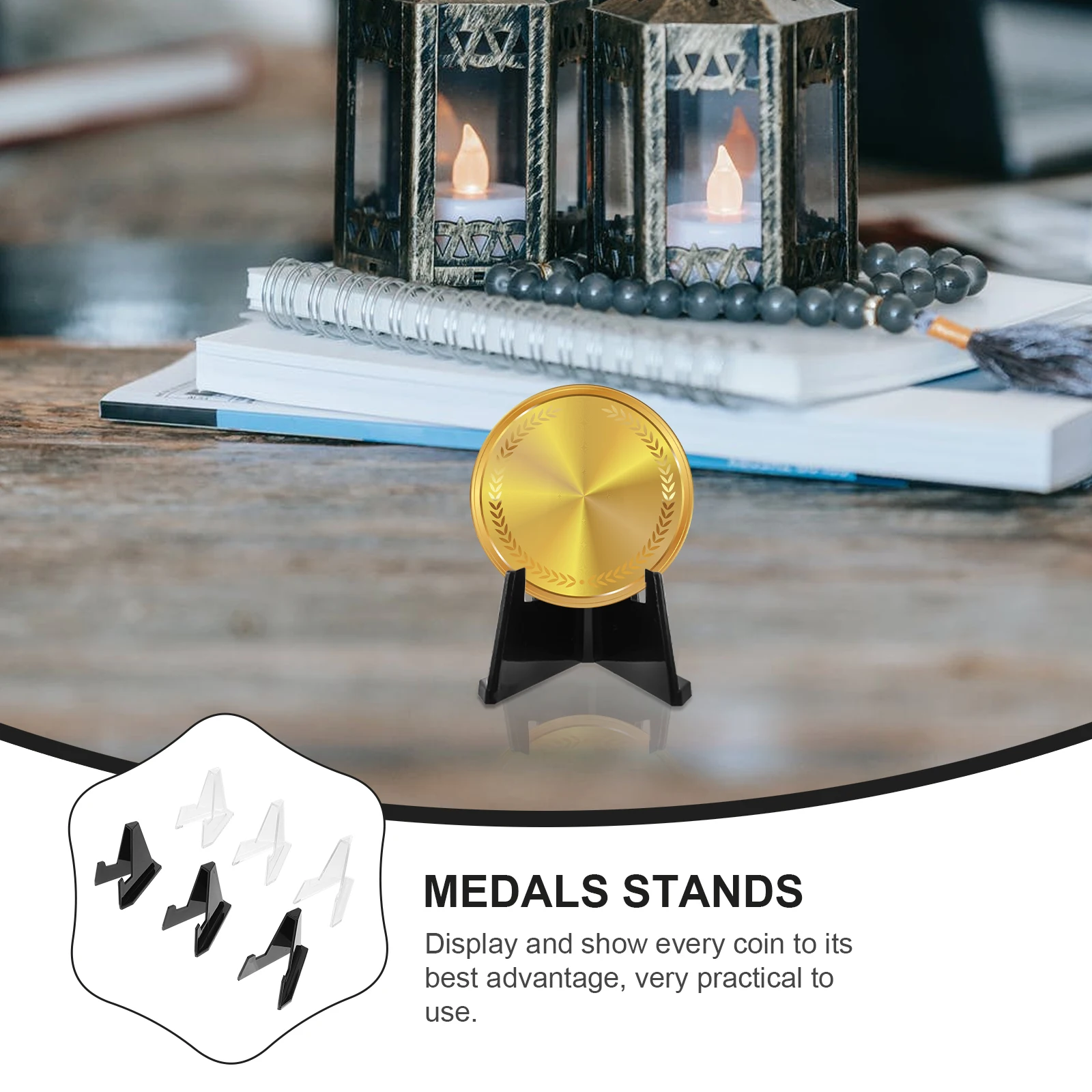 6pcs Coin Display St Tripod Design Carry Suitable Curio Bookshelf Desktop Home Coins Cards Collections
