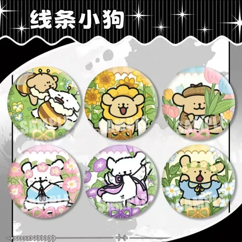 Cartoon Line Dog Tin Brooch Cute Laser Badge Creative Badge Clothes Backpack Jewelry Gift for Accessories Collection Gifts 58cm