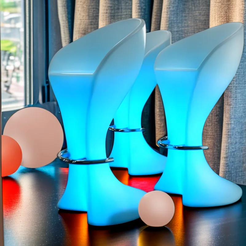 Taburete iluminado con LED, silla para muebles de Bar, juego de mesa y silla con iluminación LED