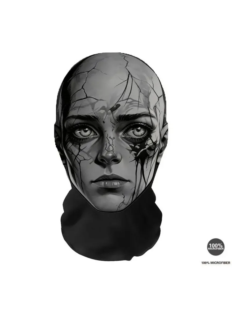 AliExpress NONE Halloween Ink-patterned Split-face Breathable Mesh Full-face Mask — Versatile for Outdoor Cycling and A Cool Prop