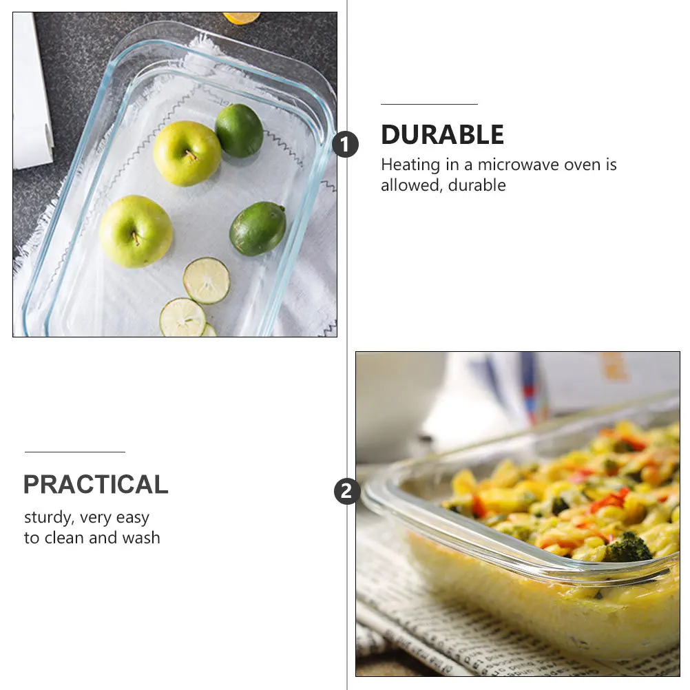 

Heat-Resistant Glass Baking Tray 1Pcs Tempered Glass Pan for Oven Microwave Dishwasher Safe Kitchen Supply Baking Plate