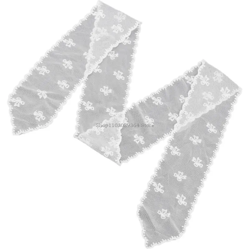 

Breathable Lace Scarf Embroidery Neckwrap Seethrough Waistband For Various Occasion and Outfit All Matching Accessory
