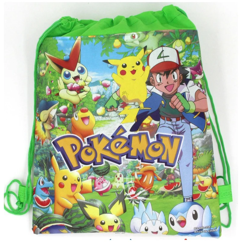 New Pokemon Pikachu Children nonwoven Fabric Travel Bag Cartoon Storage Clothes Shoe Bag Cotton Drawstring Bag Portable Backpack