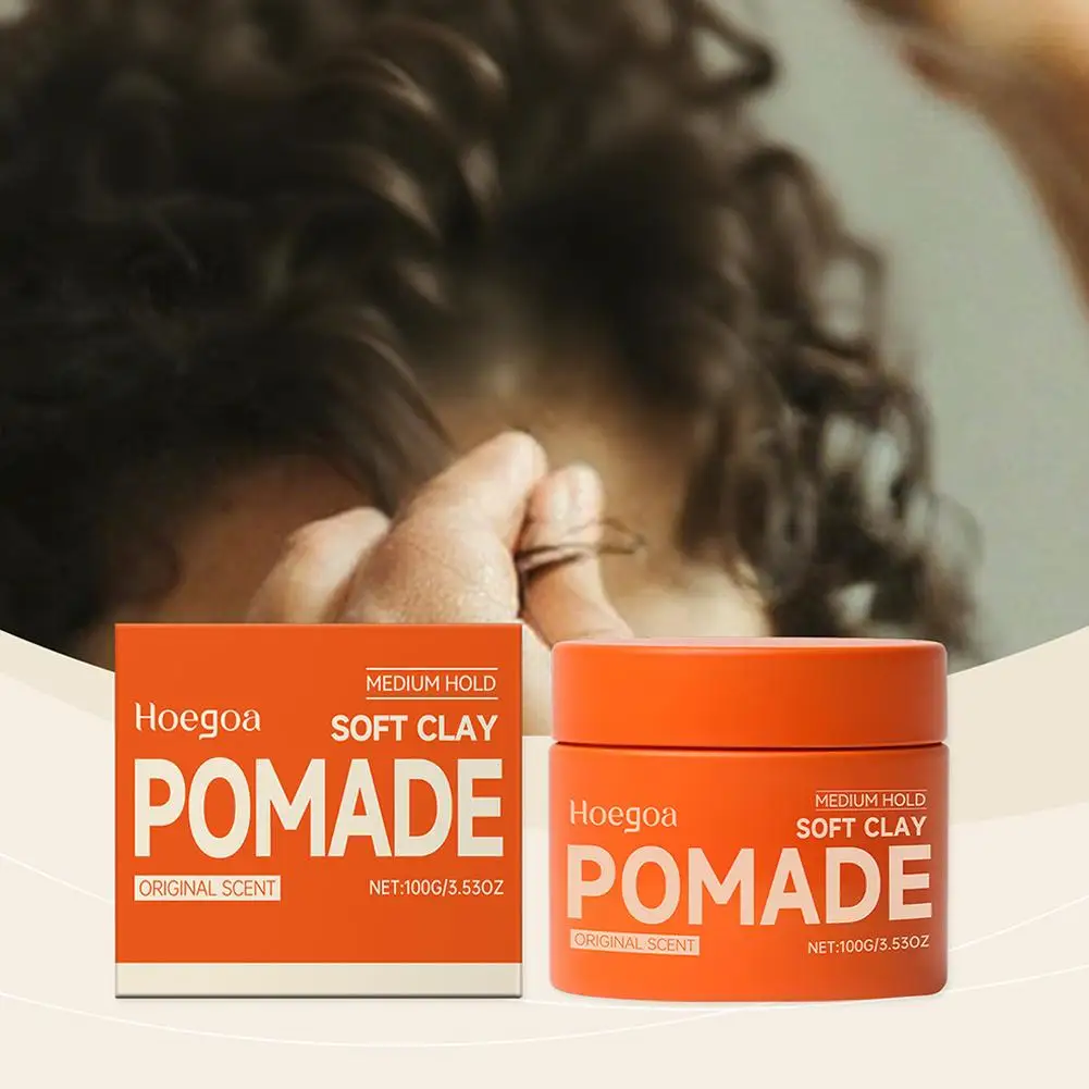 

100 г Глиняная помада для укладки волос для женщин и мужчин, сильный глиняный крем для фиксации волос, отделка волос, освежающая грязь для волос, воск для прически Sty L5W0
