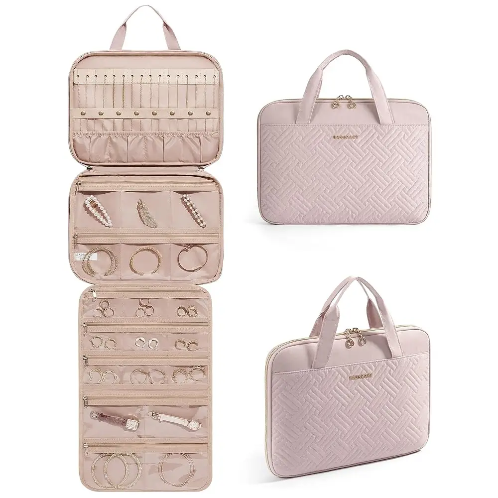 

Free ShippingTravel Jewelry Case, Hanging Roll Jewelry Bag with Zipper Pockets Jewelry from Oxidation, Large Capacity for Earri