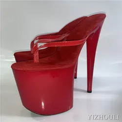 Stylowe czarne klapki księżniczki 15cm, seksowne szpilki do klubu nocnego, 6-calowe szpilki, lato