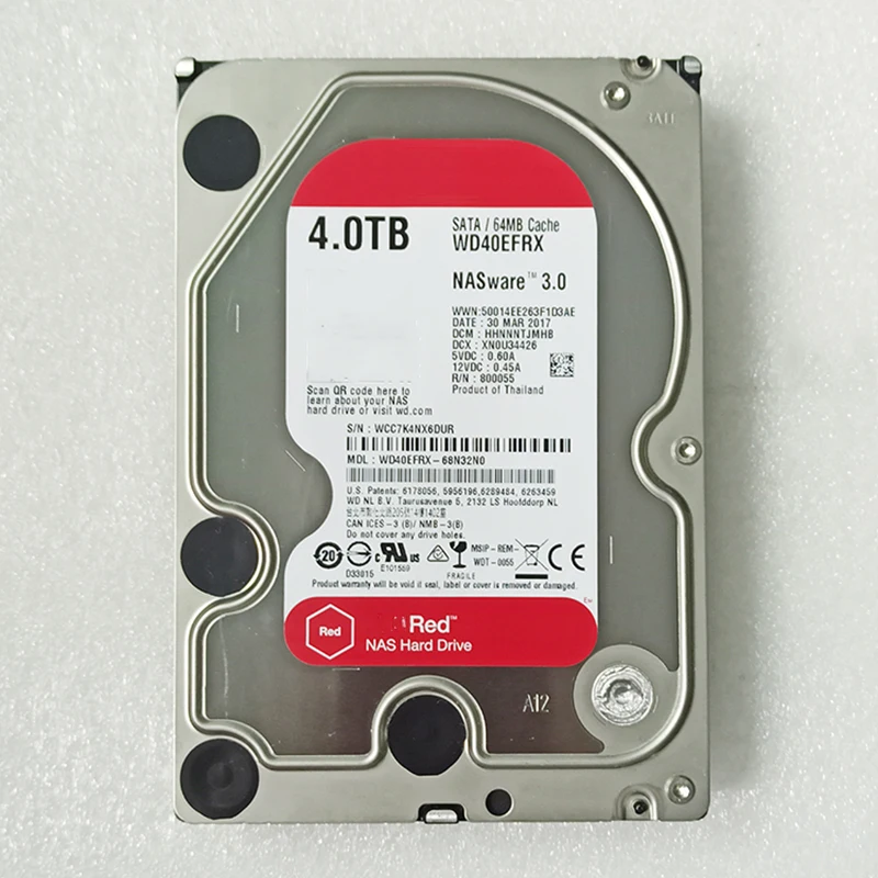 WD40EFRX 4T 3.5 "NAS Server Hard Disk 5400 RPM 64M SATA