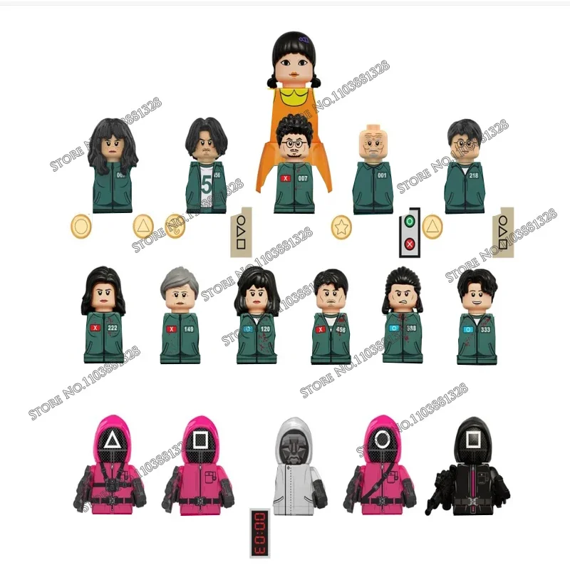 Set Di Mattoncini MOC Squid Game – 8 Personaggi + Salvadanaio – RT8004 - Foto 4