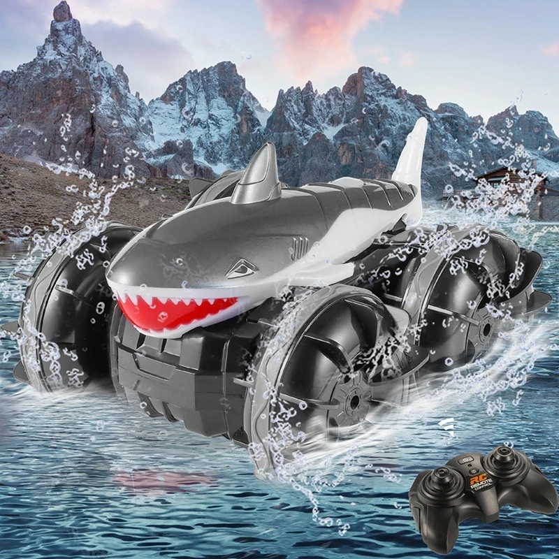 New Four-Wheel Drive Amphibious Shark Stunt Car Gesture Sensing Remote Control Drift Car Model For Teenagers Toy Fun Boy'S Gift