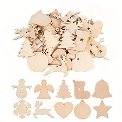 10pcs Christmas Tree Decorations, Wooden Hanging, Blank Wooden Slices, Graffiti Wood Slices, Natural Wooden Pendants