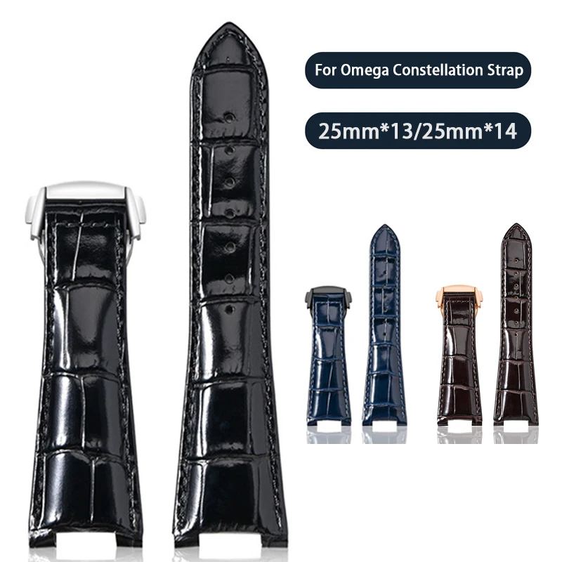2025EST 13*25mm 14*25mm Cowhide Genuine Leather Strap for Omega Constellation 131.13/131.33 Concave Waterproof Sport Watch Band