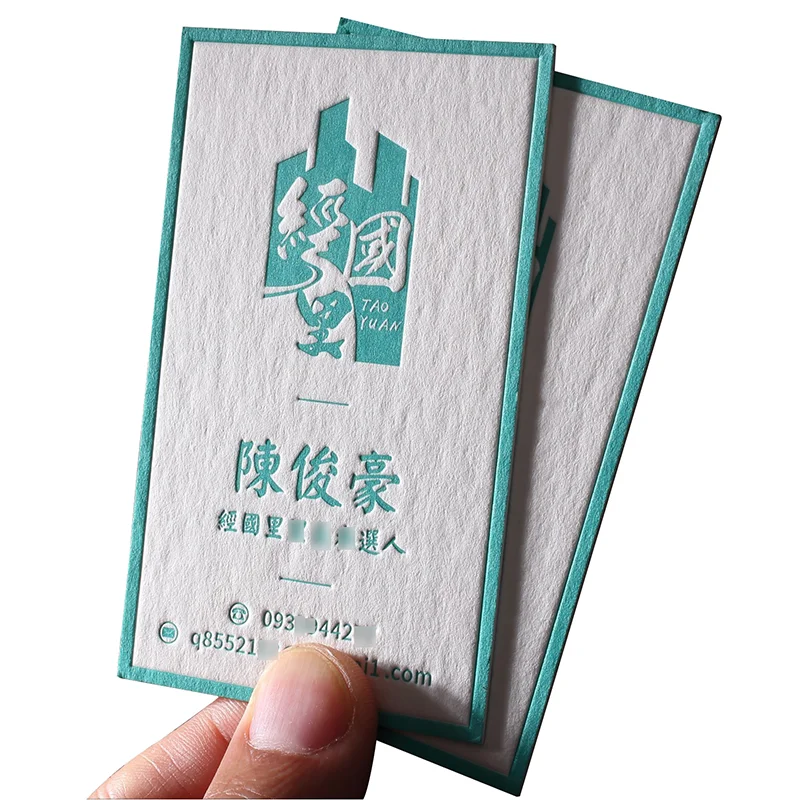 500pcs Custom 360gsm Special Paper With Letterpress Or Deboossed LOGO Business Card Printing