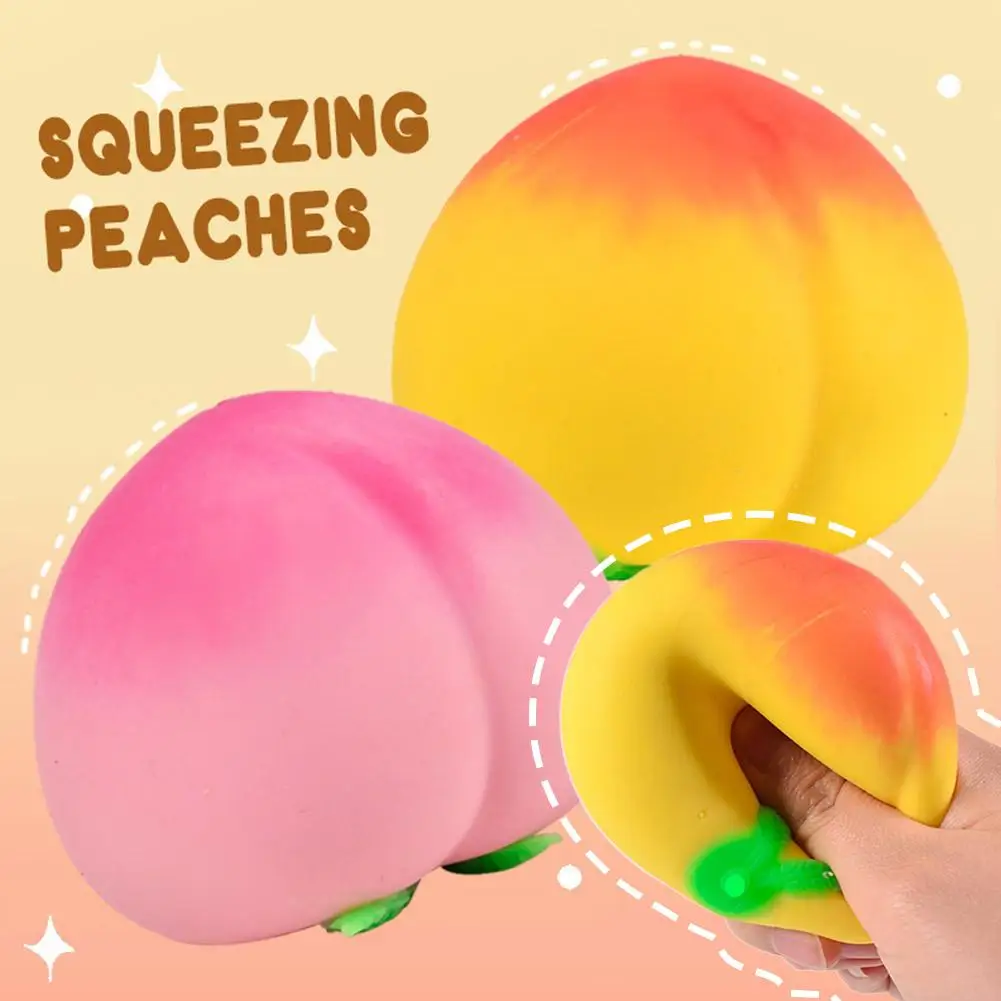 2er-Set Pfirsich-Squishy, langsam aufsteigendes Spielzeug, realistischer Frucht-Quetschball, weicher, cremefarbener, duftender Sensorik-Fidget-Geschenk für Erwachsene und Kinder