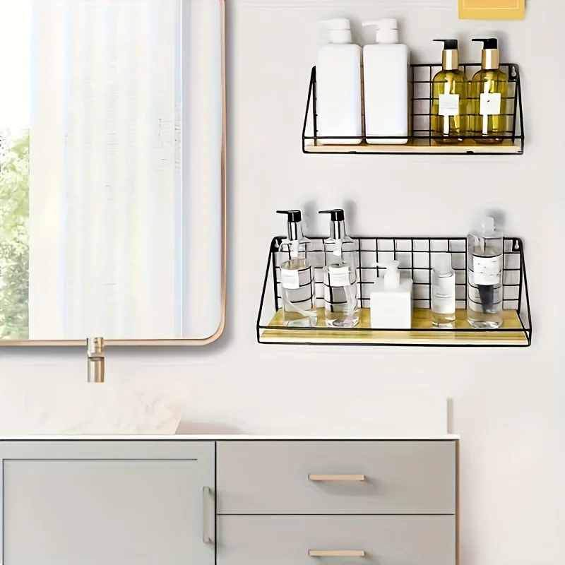 رف تخزين معلق على الحائط بدون ثقب ، رف عنبر ، سلة مثبتة على الحائط ، رف تخزين للقسم ، 1 + #2