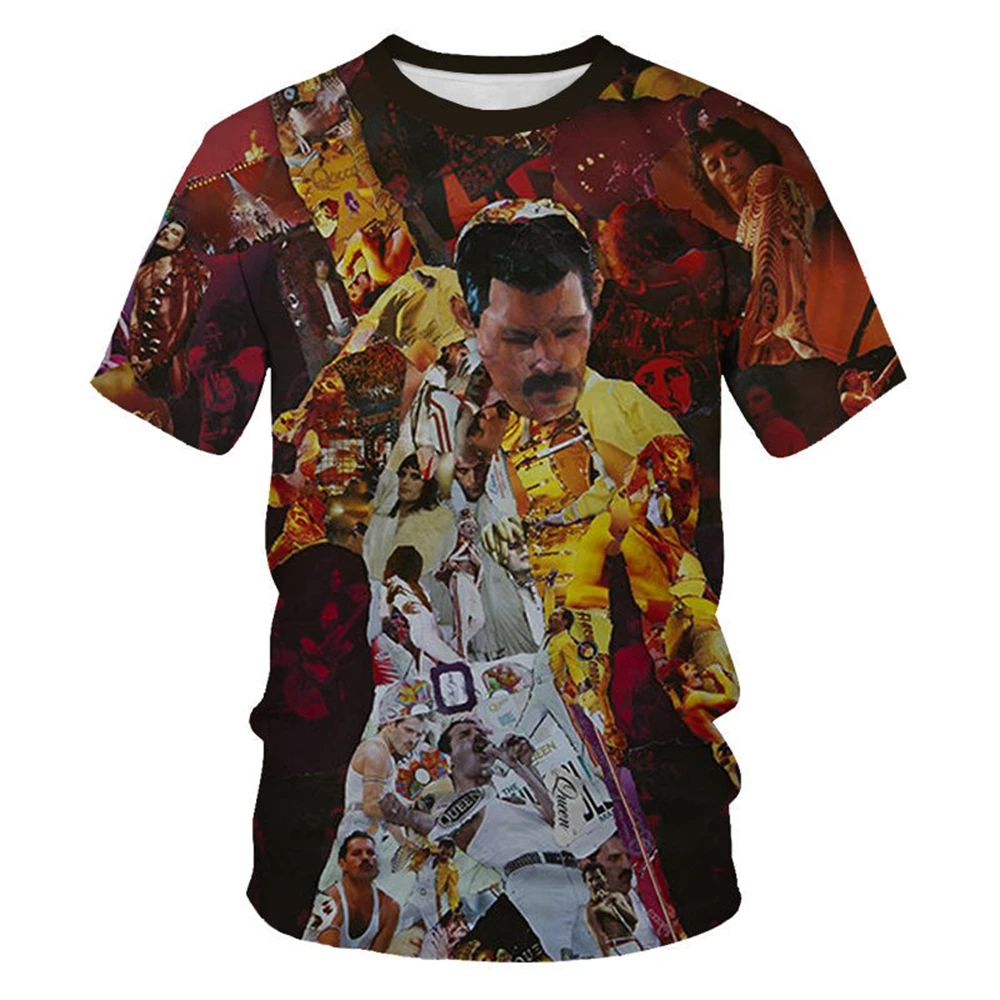 Koningin 3D Print T-shirt Mannen Dames Rock Band Streetwear Zanger Freddie Mercury T-shirt Mode O Hals T-shirt top Harajuku