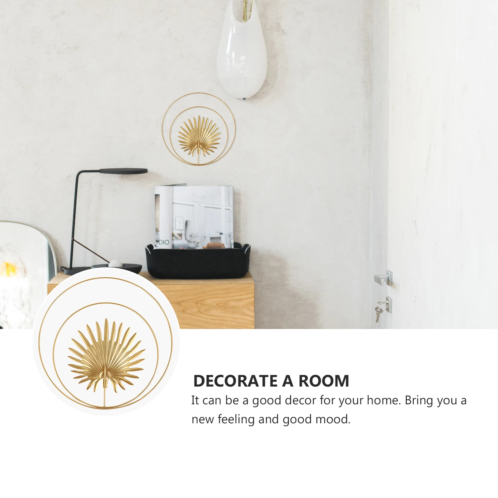 

Metal Wall Hanging Home Decor Indoor Palm Leaf Ornament Golden Banquet Photography Prop Unique Design Gift