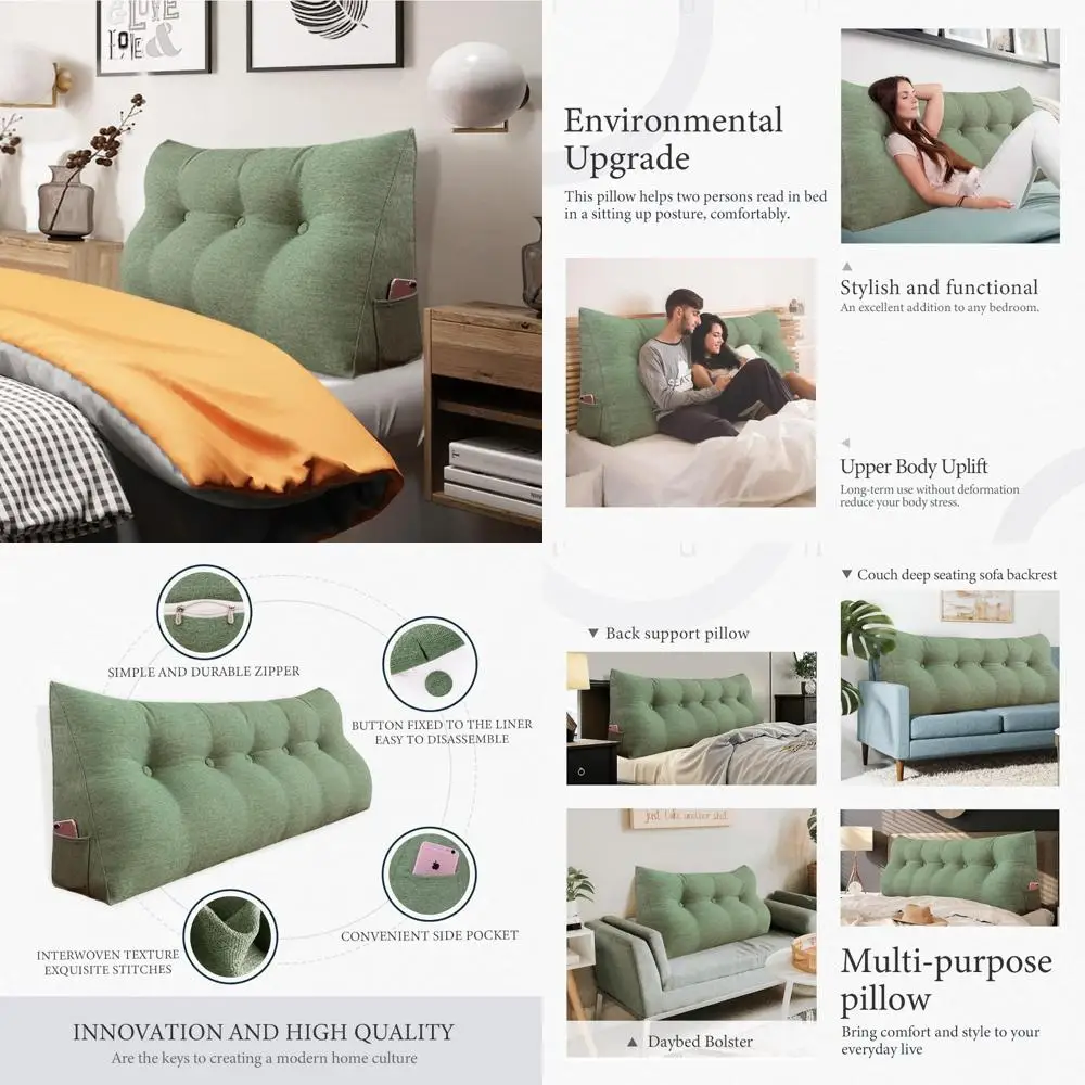 

Twin Size Large Bolster Pillow for Daybed - XXL Daybed Headboard Pillow Wedge for Back Support, Reading, and Comfortable Sitting