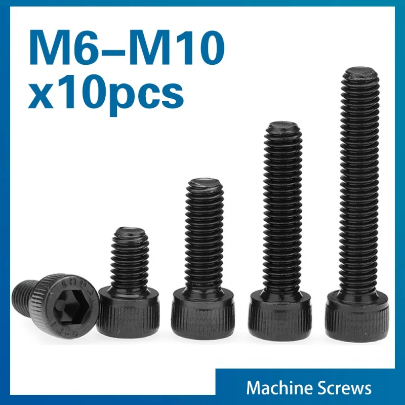 

10pcs/lot Hexagon Hex Socket Cup Head Screw Bolts M6 M8 M10 Grade 12.9 Carbon Steel Allen Screw Din 912