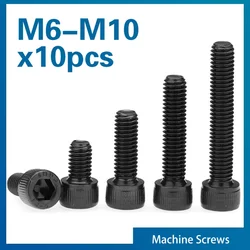 10pcs/lot Hexagon Hex Socket Cup Head Screw Bolts M6 M8 M10 Grade 12.9 Carbon Steel Allen Screw Din 912