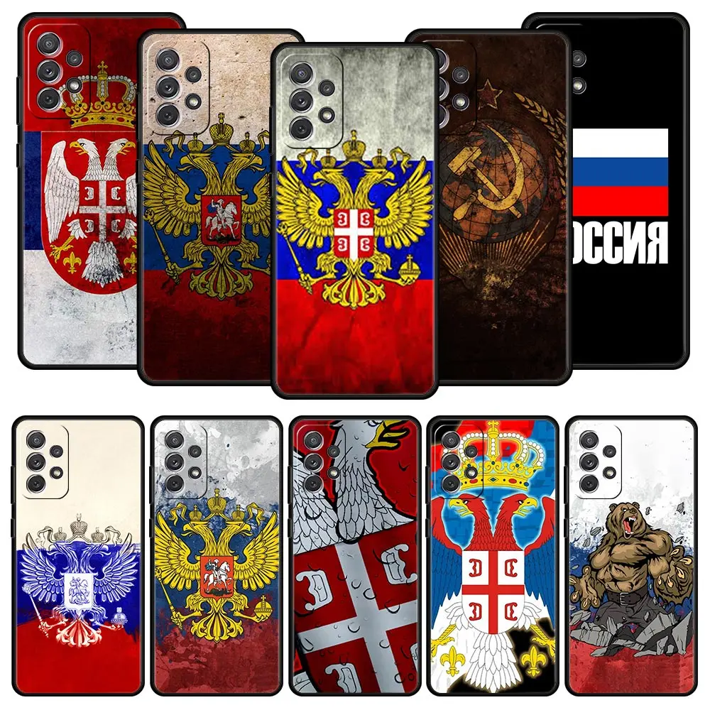 Case For Samsung A17 A15 A13 A51 A71 A41 A31 A07 A05S A35 A55 A23 A25 A33 A53 A73 A57 A37 5G Cover Russia Flag Emblem