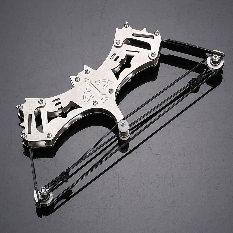Mini arco y flecha plateado Universal de acero inoxidable de 4,5 pulgadas, Mini arco recurvo compuesto, juguete de tiro para deportes al aire libre, forma de pájaro
