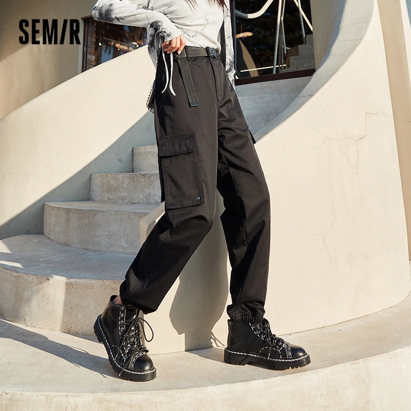 

Semir Overalls Women Trendy Sweet And Cool Casual Pants 2022 Spring And Autumn Functional Black Loose Nine-Point Tapered Pants