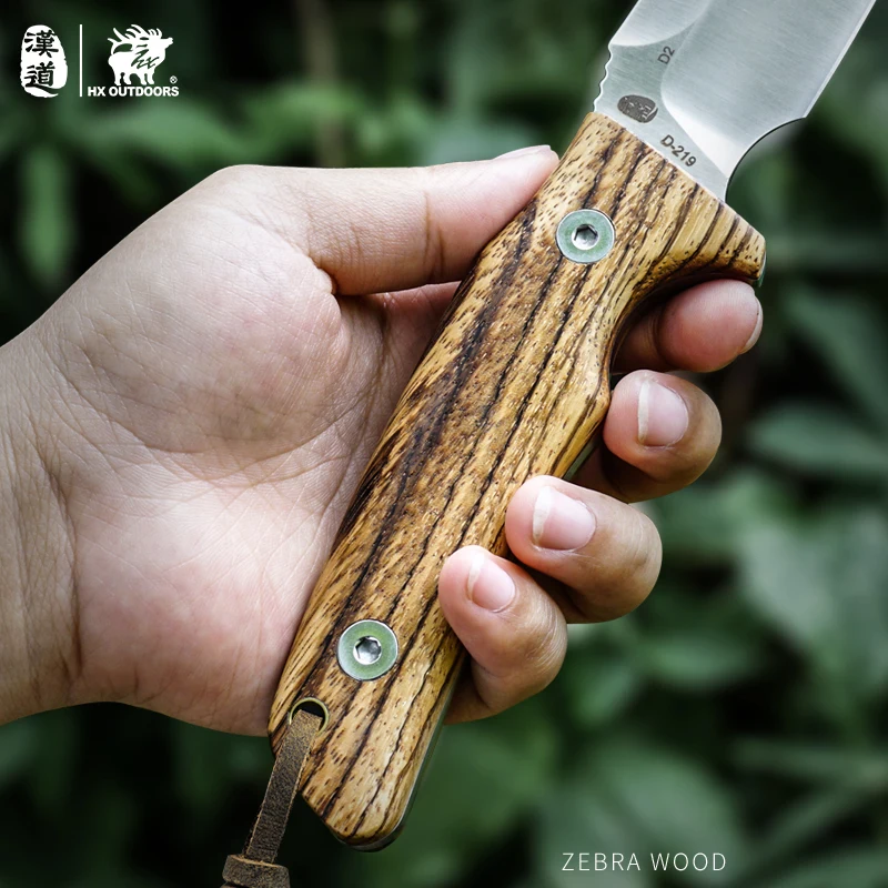 HX OUTDOORS New Jungle Tactical Full Tang Fixed Blade Knives D2 Stainless Steel Wood Handle Camping Hunting Knife Outdoor Tool