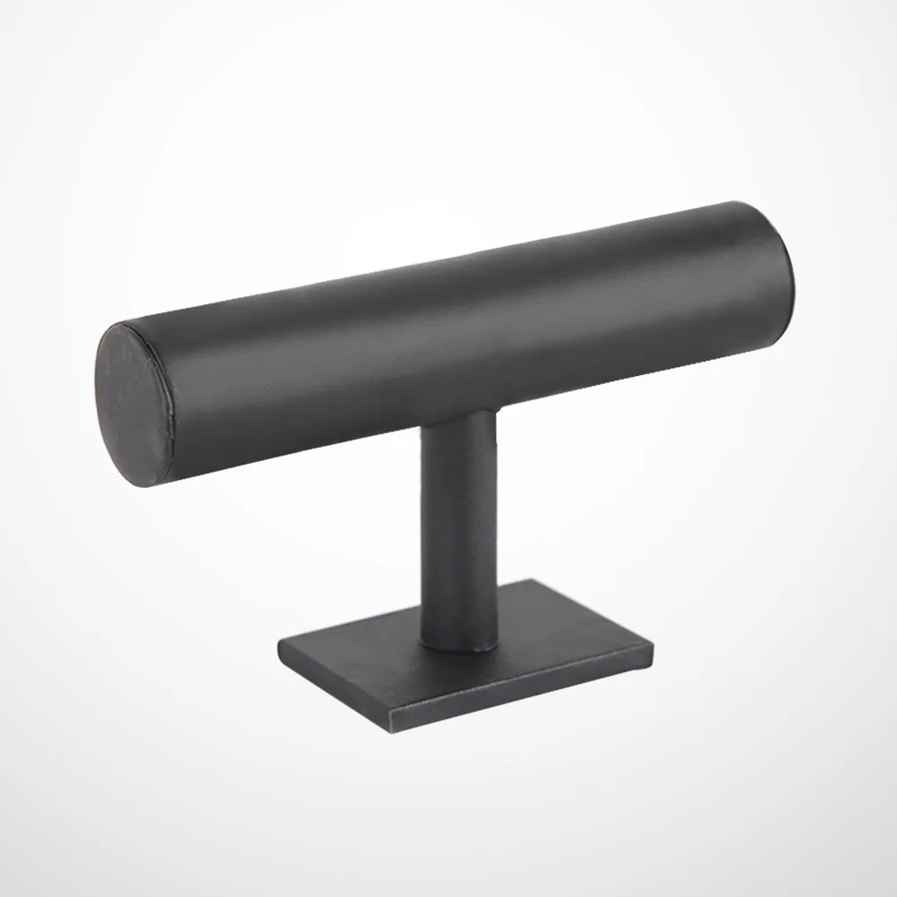 Premium PU Bracelet Display Rack T-Shaped Bangle Holder Stand Jewelry Organizer Black Durable Storage Bracelet Holder