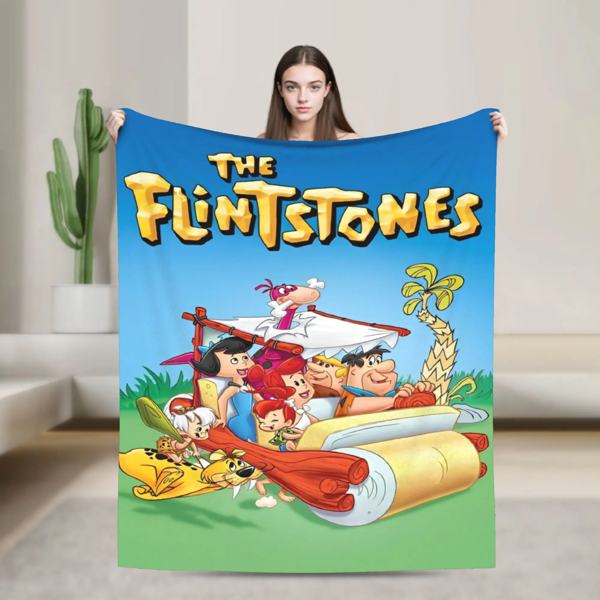 The Flintstone Vintage cartoon  Blankets Lightweight Thin Flannel Comfort Present  Throw Blankets Bedspread