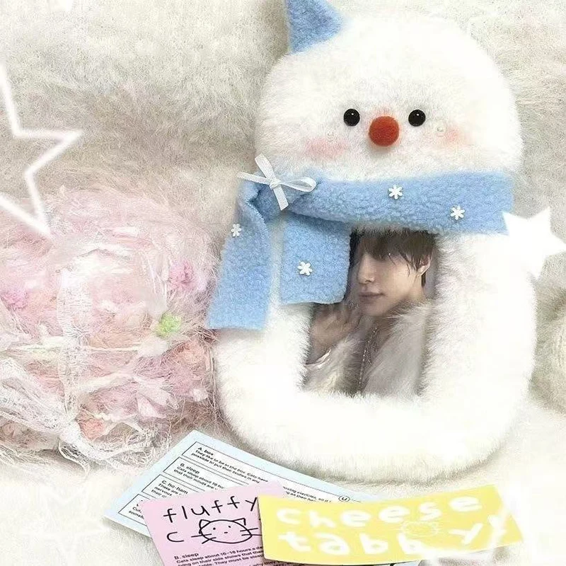 Nouveau Porte-cartes en peluche bonhomme de neige mignon, Porte-cartes photo en peluche, Porte-cartes photo de dessin animé, Protège-cartes d'identité et de crédit