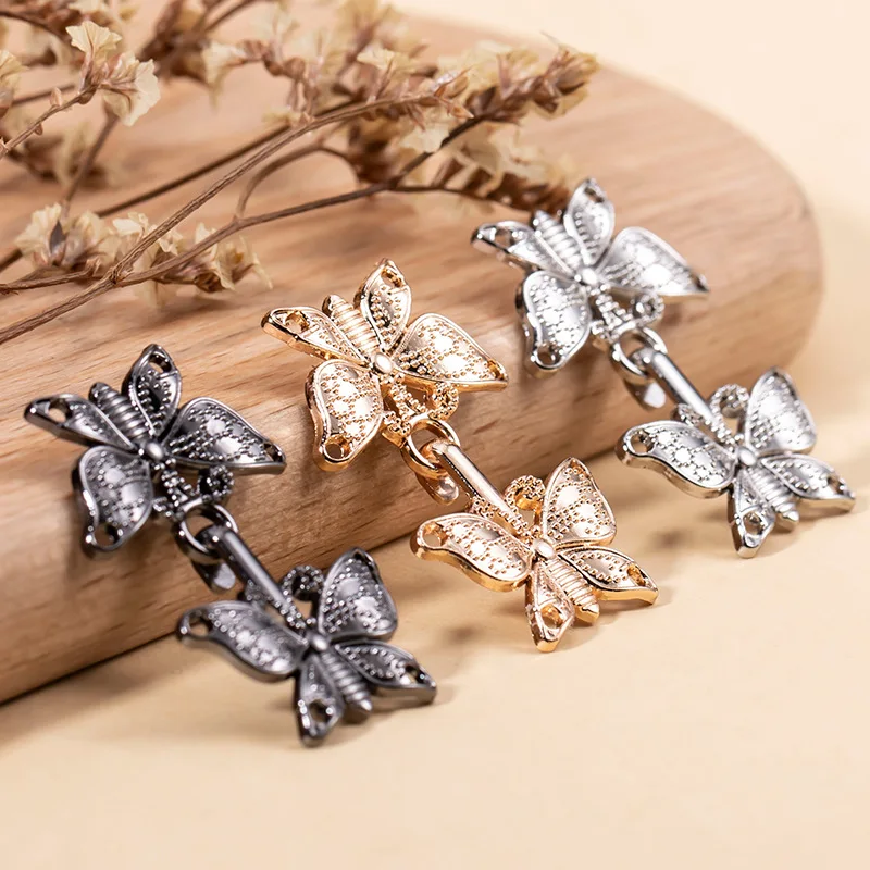 5pcs/Package Metal Butterfly Cheongsam Mother Buckle Chinese Style Hanfu Cloud Shoulder Retro Plate Buckle Accessories
